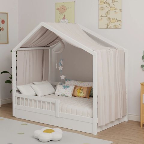 ciel de lit cabane marron 1pcs