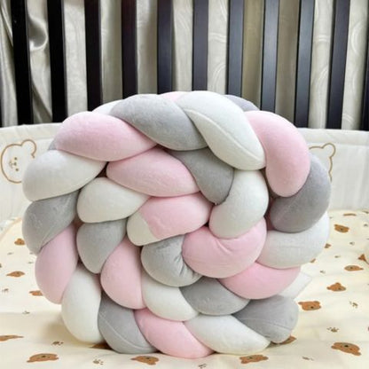 TOUR DE LIT TRESSÉ Rose Gris Blanc